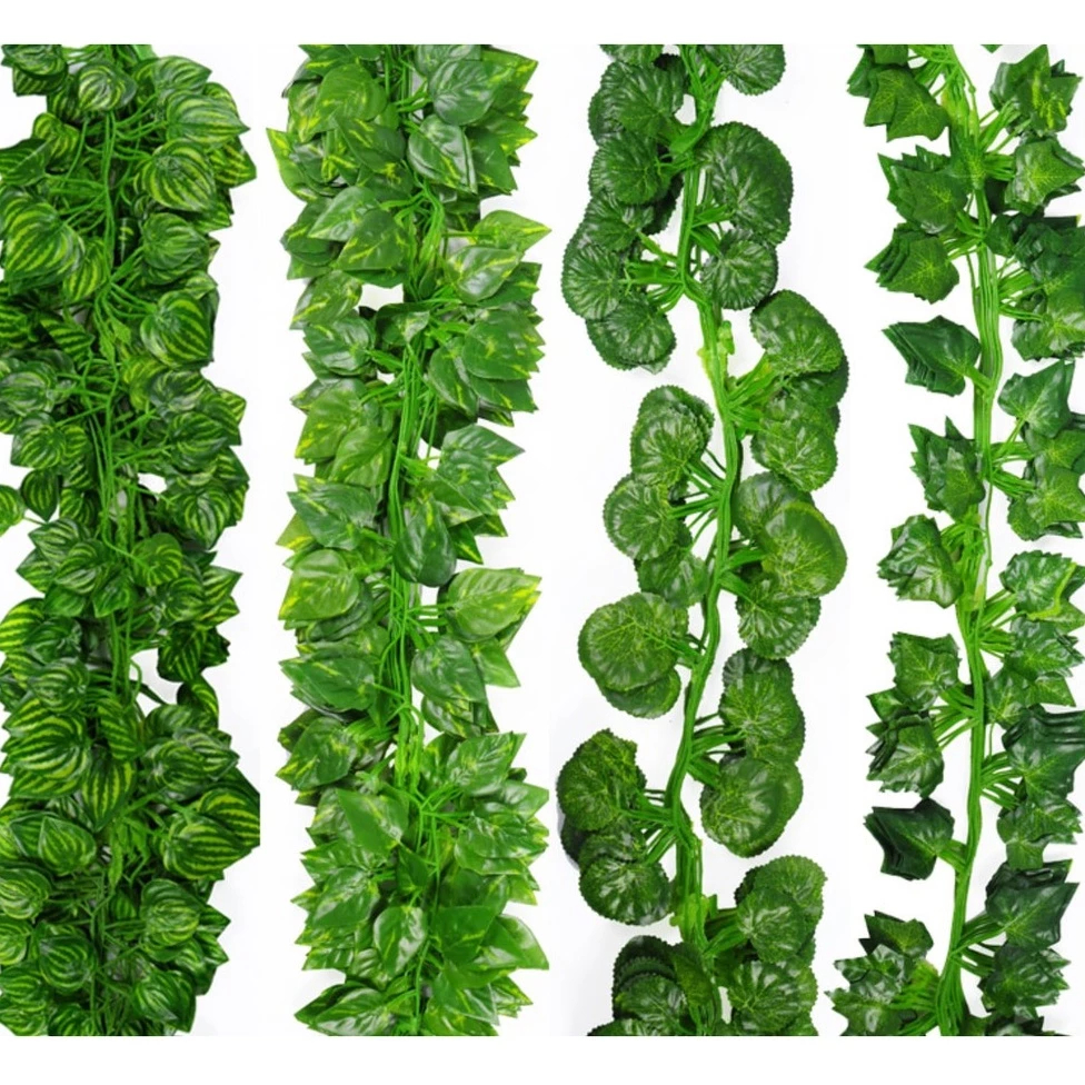 เถาวัลย์ไม้เลื้อยปลอม ยาว 240 ซม. พวงใบไม้ พวงเถาวัลย์ประดิษฐ์ ใบองุ่น พลูด่าง ใบเมเปิ้ล ประดิษฐ์ ตกแต่งบ้าน