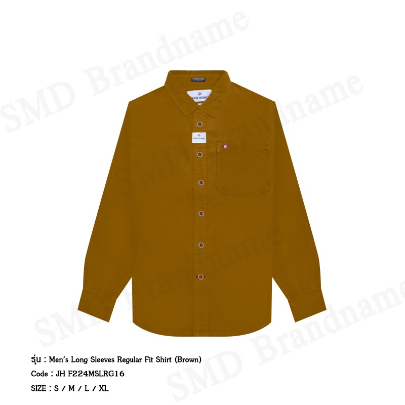 John Henry เสื้อเชิ้ตแขนยาว รุ่น Men's Long Sleeves Regular Fit Shirt (Brown) Code: JH F224MSLRG16