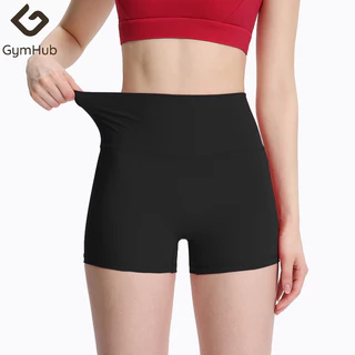 GymHub กางเกงขาสั้นโยคะเอวสูง กระชับสะโพก รัดรูป แห้งเร็ว สำหรับวิ่ง ฟิตเนส ปั่นจักรยาน กางเกงออกกำลังกายขาสามส่วน