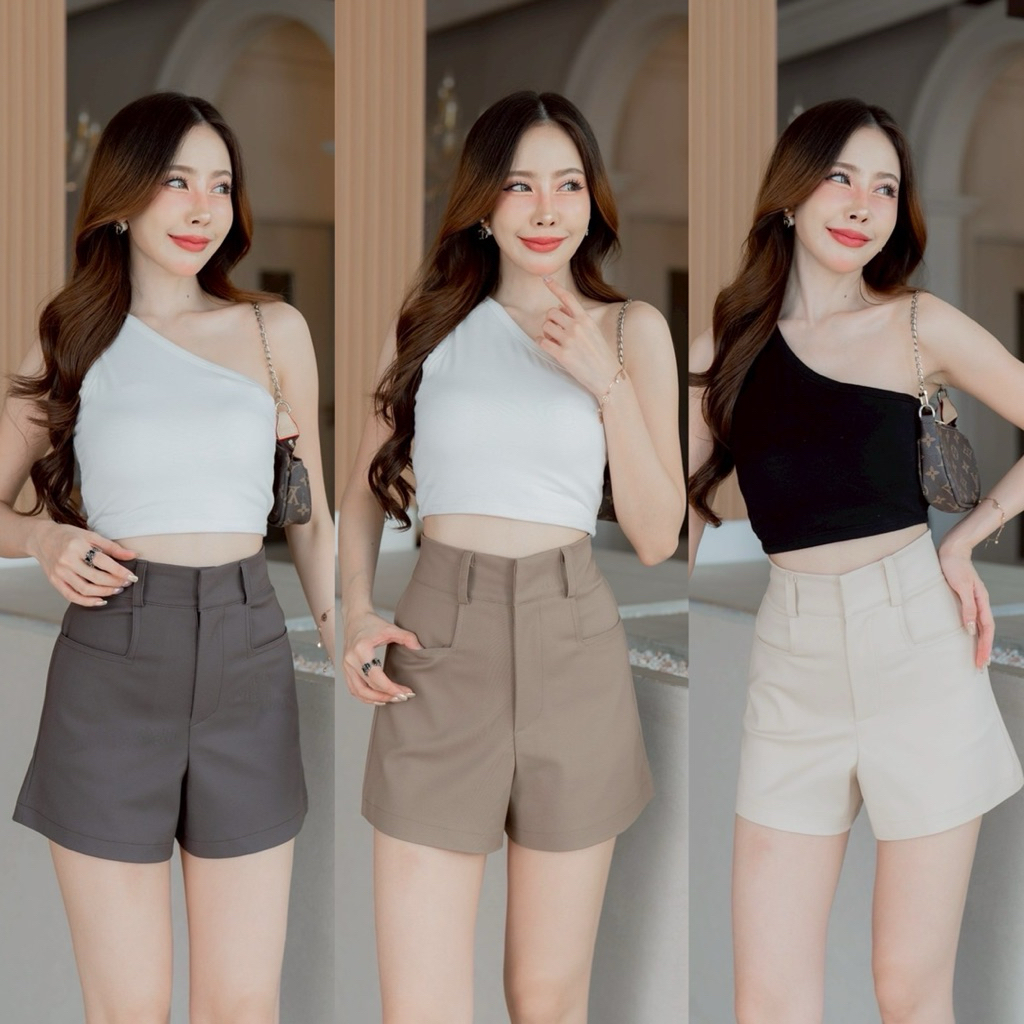 New Shorts 🫶🏻 กางเกงขาสั้น แต่งกระเป๋าทรงเหลี่ยม ซิปหน้างานเอวสูง #TB026