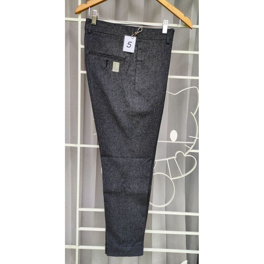 น225) H&M SLIM FIT กางเกงทำงานชาย🔺เอว 33" สีเทาดำเข้ม ผ้ายืด ใส่สบาย