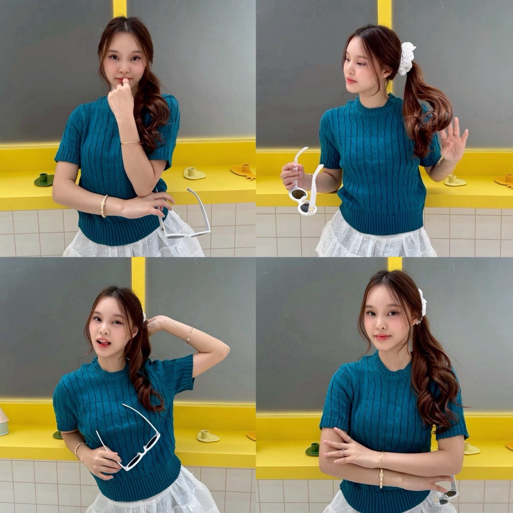 BY IRA Penny Top เสื้อถักไหมพรม ถักลายเปีย ผ้าไหมพรม รูปที่ 3