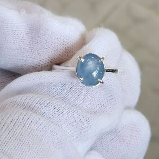 T67แหวนเงินแท้พลอยสตาร์บลูแซฟไฟร์แท้พร้อมส่ง