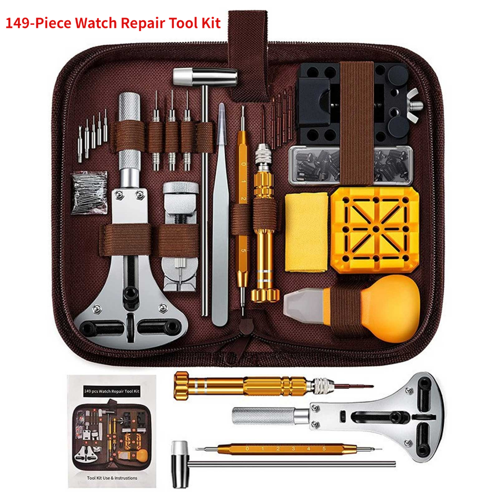 ถูกที่สุด 149-Piece Watch Repair Tool Kit Watch Link Pin Remover Case Opener Spring Bar Remover Replacing Watch Bands🔥
