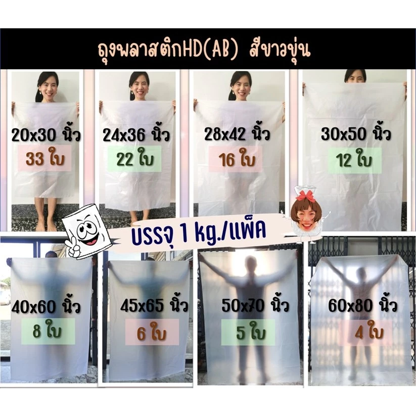 ถูกมากกก🔥  โรงงานถุงขายเอง‼️ถุงพลาสติกขนาดใหญ่ ถุงขนาดใหญ่ hd สีขุ่น คลุมของกันน้ำกันฝุ่น 1 kg. มี 8 ขนาด thumbnail 6