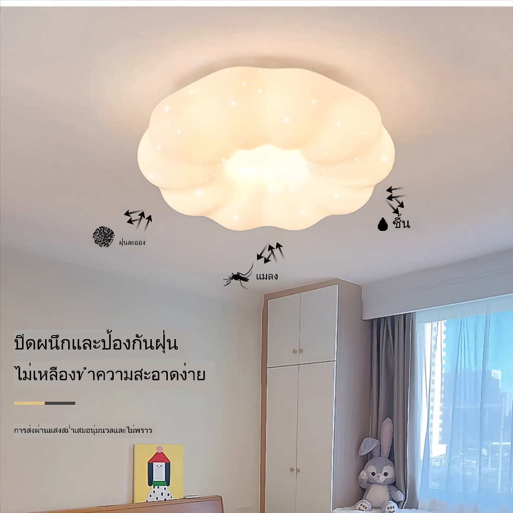 โคมไฟเพดาน LED สไตล์โมเดิร์น โคมไฟเพดานห้องนอน โคมไฟรูปเมฆ เหมาะสำหรับตกแต่งห้องนอน/ห้องเด็ก - รูปที่ 2