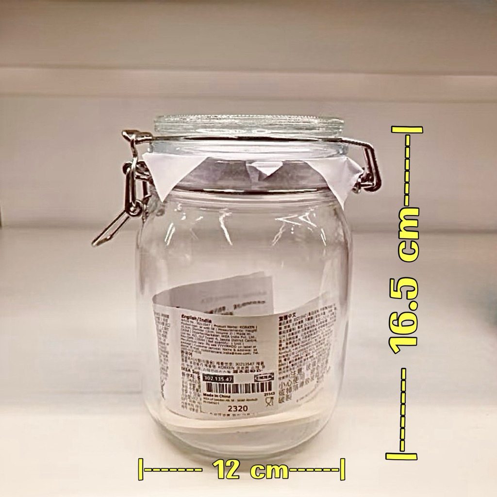 [IKEAแท้] โหลแก้วพร้อมฝาปิด แก้วใส 1 ลิตร พร้อมฝารองโหล