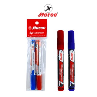 Horse (ตราม้า) ปากกาไวท์บอร์ด หัวกลม H-22 สีเดียว แพ็ค 2 ด้า…