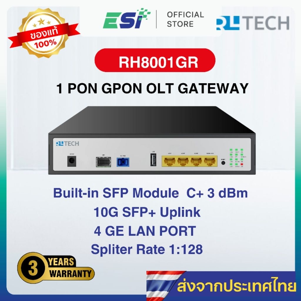 RLTECH Mini OLT, RH8001GR FTTR Master，1*SFP, 1*GPON OLT+4*GE(LAN4/WAN)+1*USB