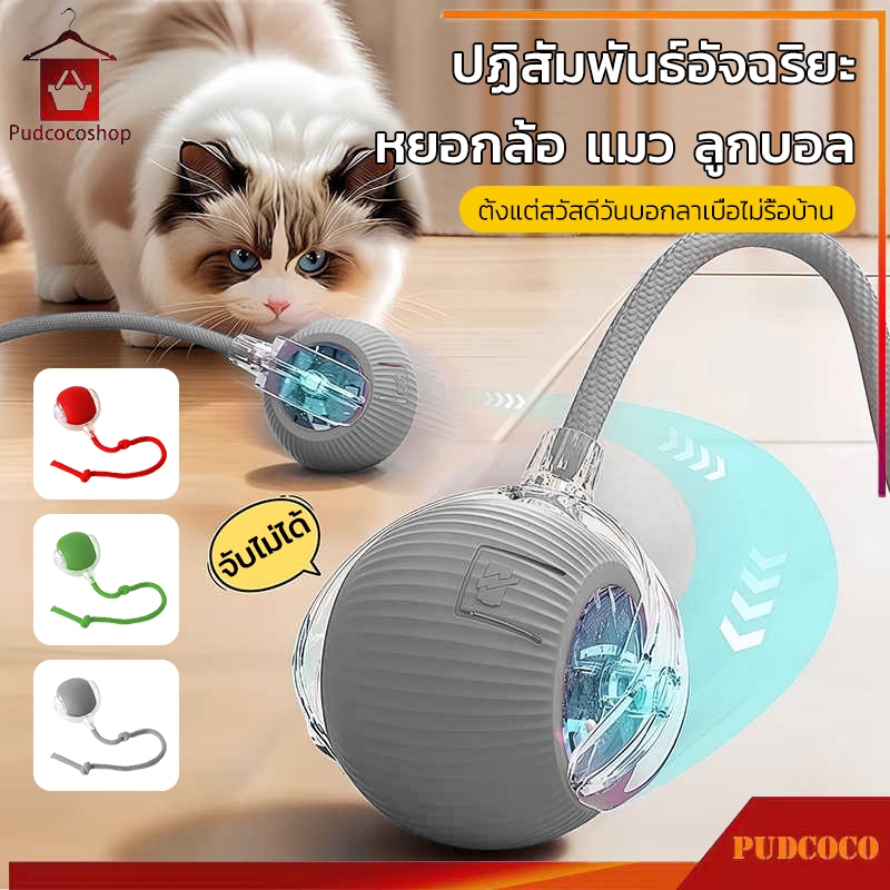 ลูกบอลแมวอัจฉริยะ ของเล่นแมวโต้ตอบ บอลไฟฟ้า ลูกบอลแมว สมาร์ทไฟฟ้า ไม้แมวตลก หมุนได้ 360 องศา เรืองแสง /3 สี