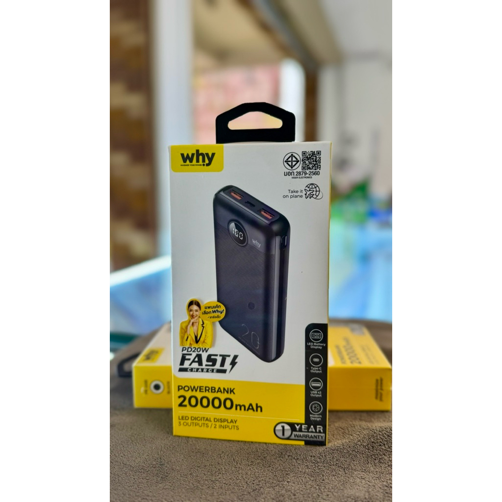 Powerbank Whyแท้ 20000mAh LED Digital Display ชาร์จไว20w