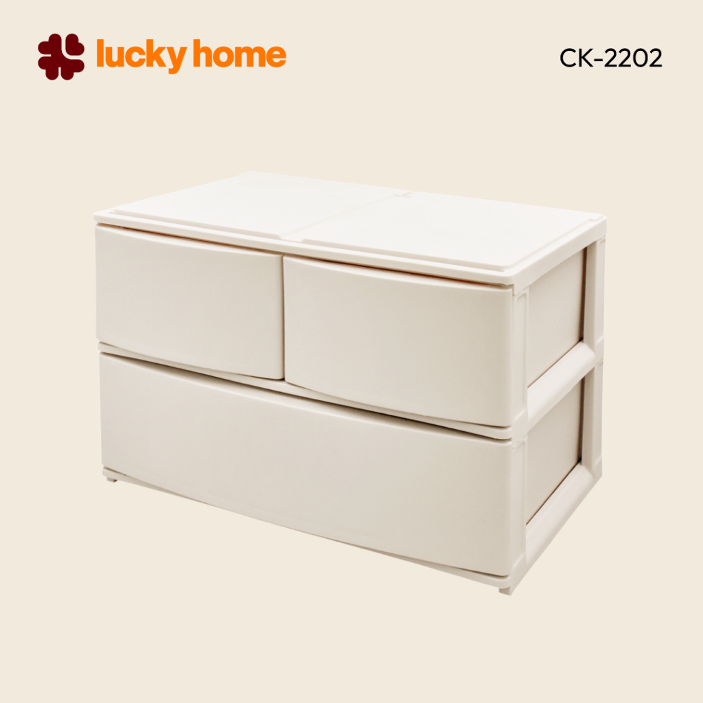 LUCKY HOME ลิ้นชักตั้งโต๊ะ 2 ชั้น CK-2202-3 ขนาด (กว้าง x ยาว x สูง) : 38.7 x 27 x 26  cm