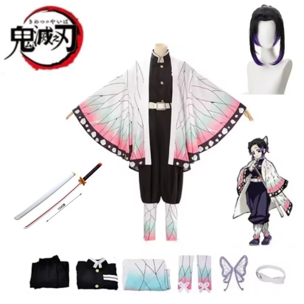 Kochou Shinobu คอสเพลย์ชุดอะนิเมะวิก Shinobu Haori เครื่องแต่งกายผู้หญิงเด็กเสื้อผ้าฮัลโลวีน