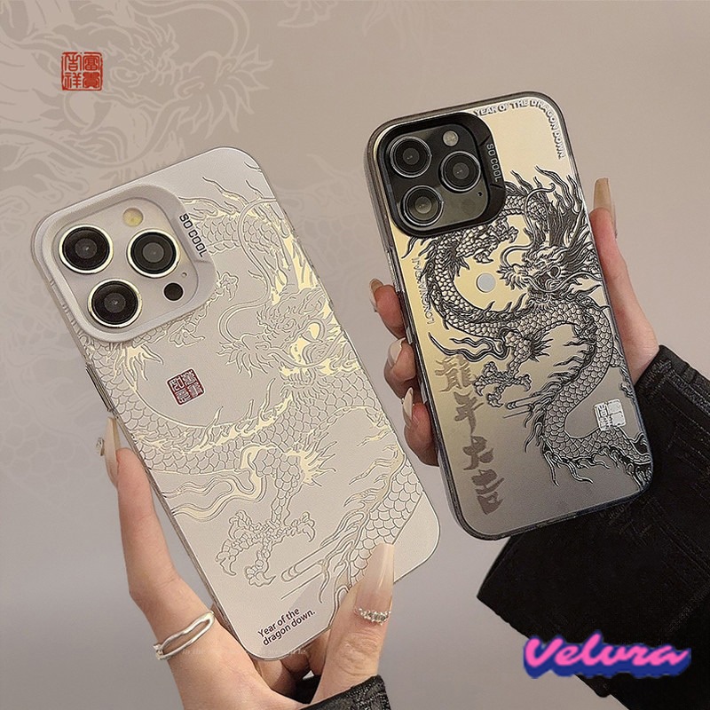 เคสโทรศัพท์มือถือลายมังกรจีนสุดเก๋ระดับไฮเอนด์ เคสสำหรับไอโฟน16 สำหรับ iPhone11 12 13 14 15Pro MAX X XS XR XS 7 8Plus
