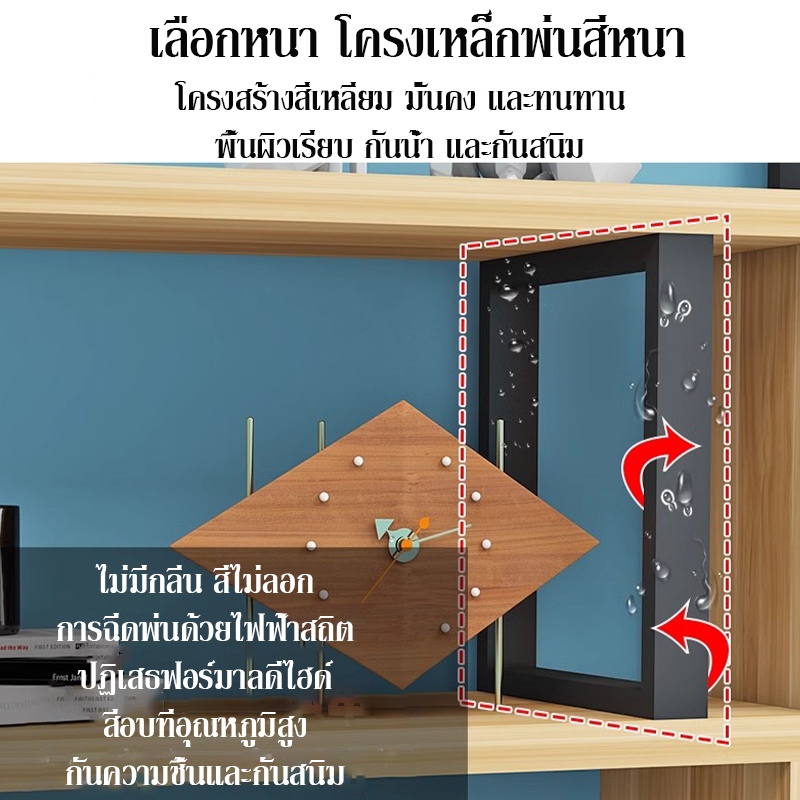 BLOVE ชั้นวางหนังสือ ชั้นวางของ 5/4/3ชั้น สแตนเลส+ไม้ ประกอบง่าย โครงสร้างรูปตัว S ไม่ล้มง่าย รองรับน้ำหนักได้ 200กก. - รูปที่ 5