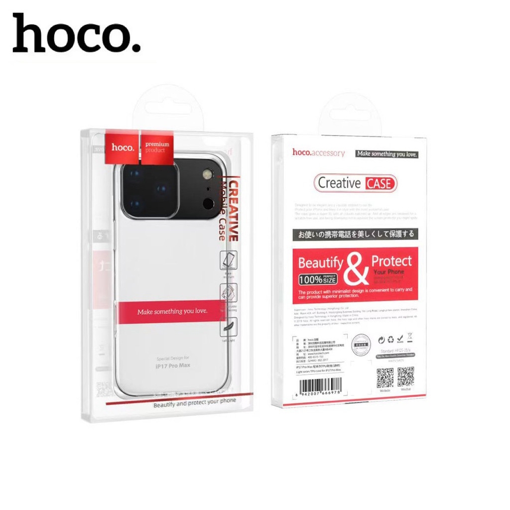 Hoco เคสใส กันกระแทก สำหรับ  iPhone 17 17Air 17Pro 17Promax 16Pro 16Promax 13Promax 15Promax 15Pro 11/14/13/15/16 15Plus