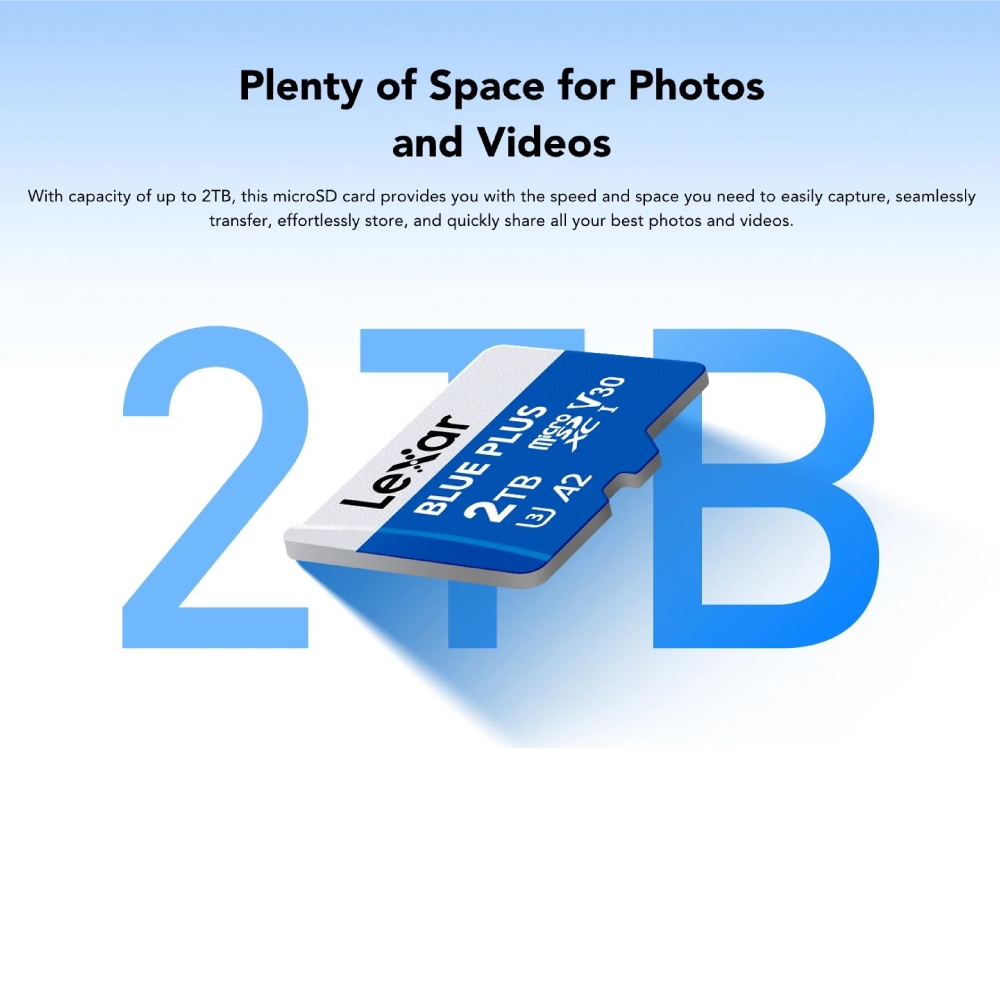 การ์ดหน่วยความจำ ไมโครเอสดีการ์ด LEXAR MICROSD CARD BLUE PLUS 32GB R100MB/S1 (LMSBLPL032G-BNANG) FOR SMARTPHONES, TABLETS ACTION CAMERA_6