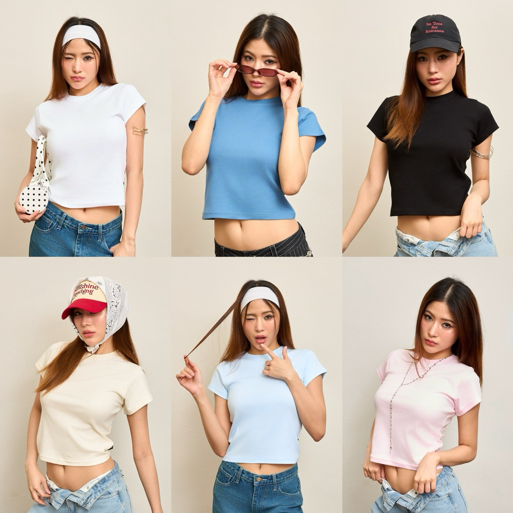 AHOLICBKK | เสื้อทรง BABY TEE - เสื้อเปล่า สีพื้น