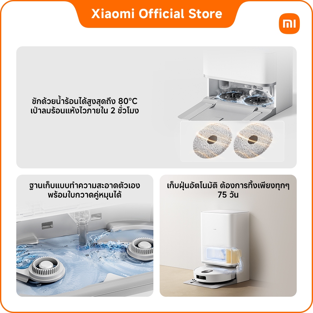 Xiaomi Robot Vacuum 5/5 Pro หุ่นยนต์ดูดฝุ่น แรงดูด20000Pa เทคโนโลยีเรดาร์ปรับขึ้นลงได้อัจฉริยะ ควบคุมผ่านแอป - รูปที่ 3