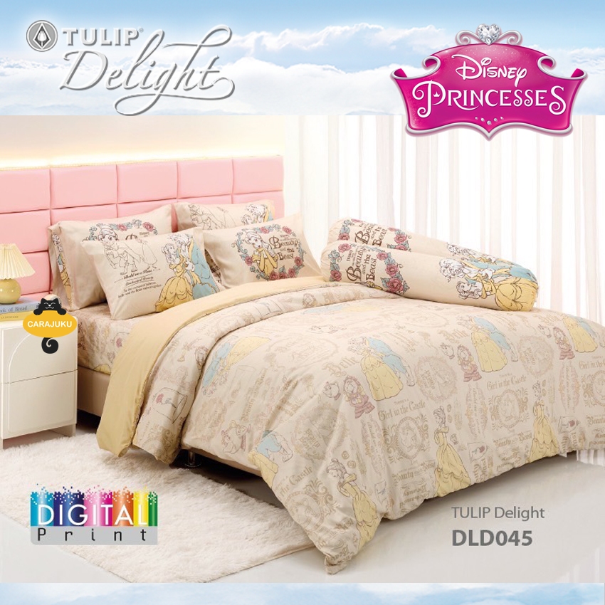 ใหม่! TULIP DELIGHT ชุดผ้าปูที่นอน ดิสนีย์ ปริ้นเซส Disney Princess Digital Print DLD045 สีครีม #เจ้าหญิง