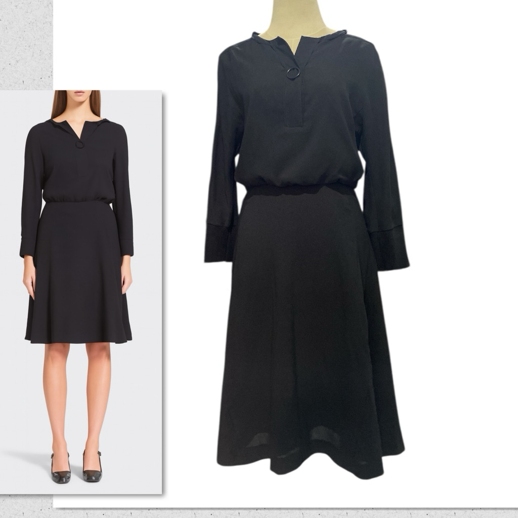 JJ JIGOTT แบรนด์หรูเกาหลี เดรส ผ้าวูลผสม สีดำa line wool blend black dress