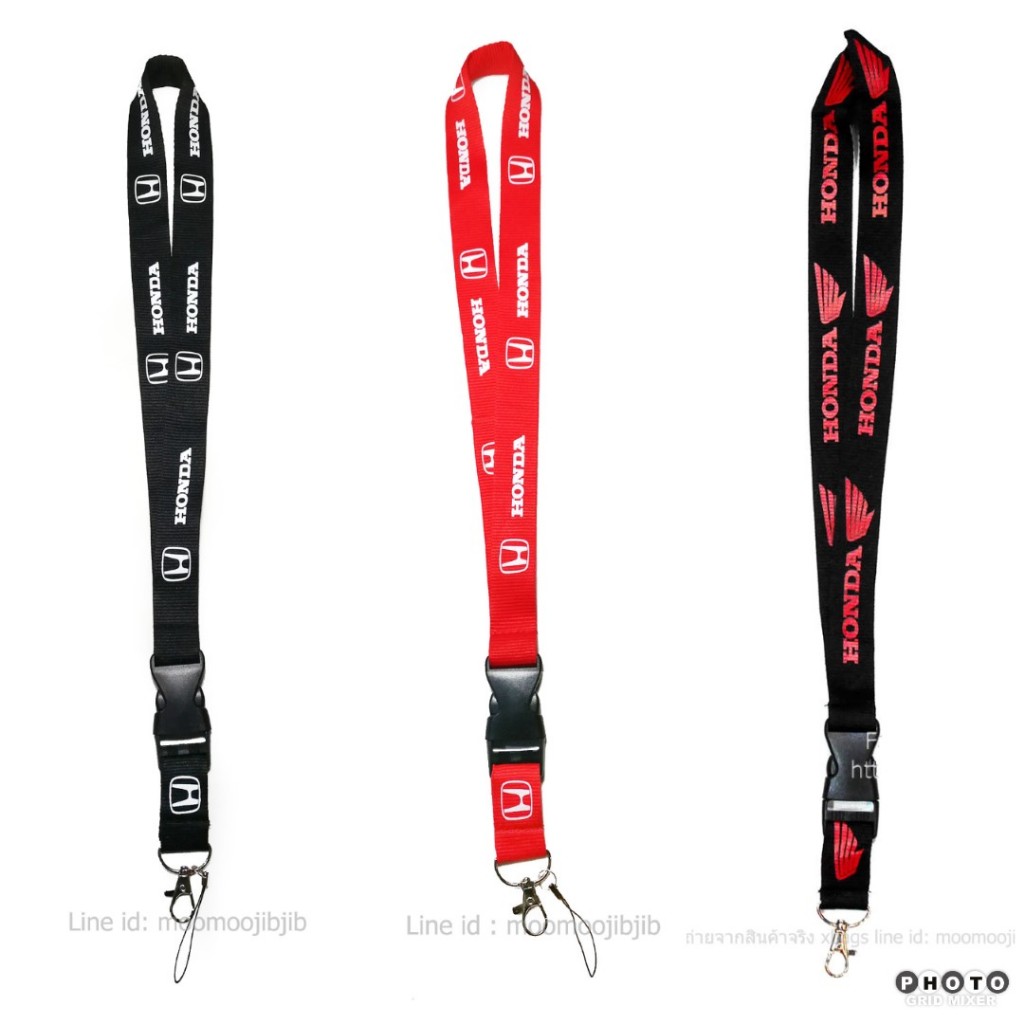 Lanyard - Honda สายห้อยคอ สายคล้องบัตร คล้องโทรศัพท์ มีห่วงเล็กให้ สกรีนลายแน่นไม่ลอก