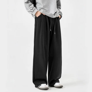 B&R รุ่นใหม่ กางเกงกีฬา Sweatpants สีล้วน การออกแบบเอวยางยืดแบบมีเชือกรูด สไตล์สตรีท แฟชั่นแมทช์ง่าย