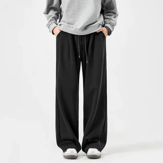 B&R รุ่นใหม่ กางเกงกีฬา Sweatpants สีล้วน การออกแบบเอวยางยืดแบบมีเชือกรูด สไตล์สตรีท แฟชั่นแมทช์ง่าย