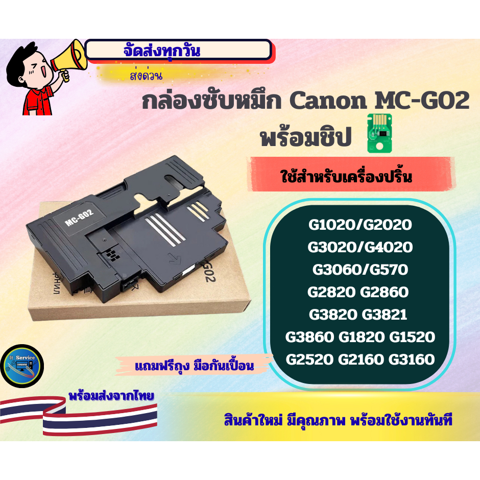 กล่องซับหมึก  MC-G02 Canon  G2020 G3020 G4020 G3060 G1020 (พร้อมชิป)