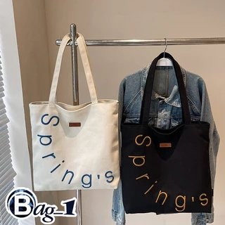 bag_1(BAG2505) กระเป๋าผ้าสะพายไหล่ผ้าแคนวาสปักspring's