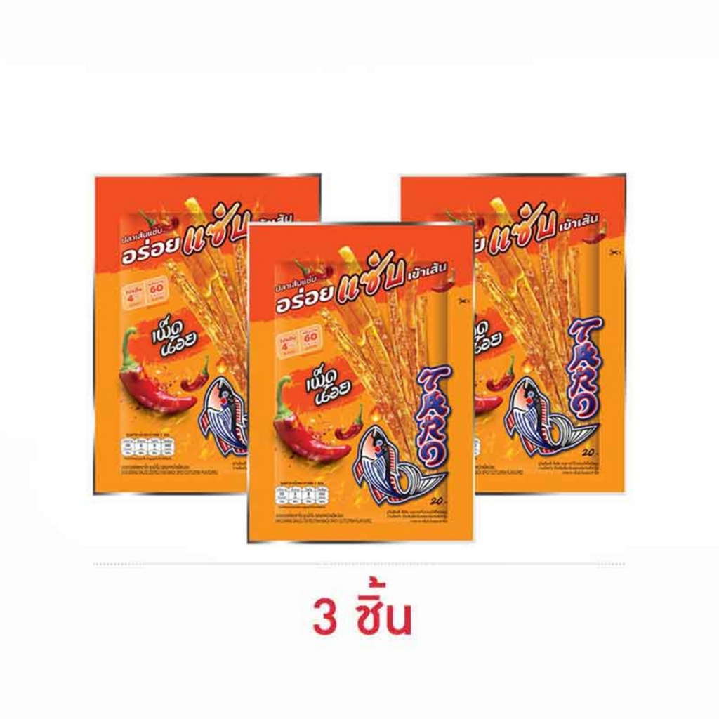 ทาโร ปลาสวรรค์ชุบน้ำจิ้มเผ็ดน้อย รสปลาหมึก 18 กรัม(แพ็ก3ชิ้น)