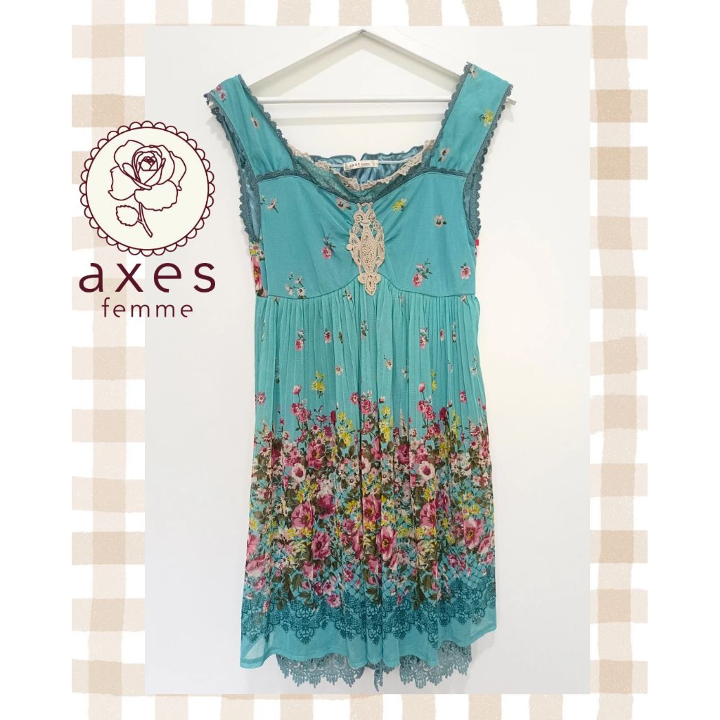 🩵Axes Femme🩵 ชุดเดรสฟ้า ผ้ายืด