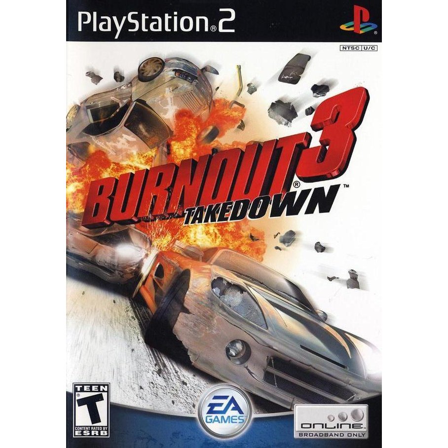 ฺBurn out 3 ps2 แผ่นไรท์ แผ่นเกมPS2 เกมเพทู แผ่นplay2 burnout3 เกมแข่งรถ  ps2
