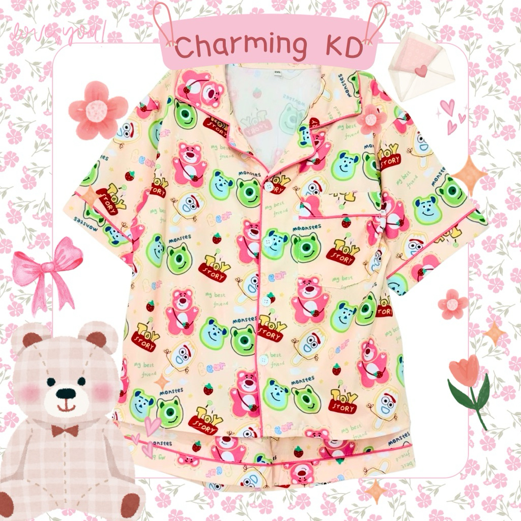 ชุดนอนเด็กผู้หญิง ชุดนอนลายการ์ตูนเด็กผู้หญิง ชุดลูกสาว 2xl-3xl น้ำหนักตั้งแต่ 20-45 kg ชุดนอนผ้าไหมอิตาลี่เกรดพรีเมี่ยม