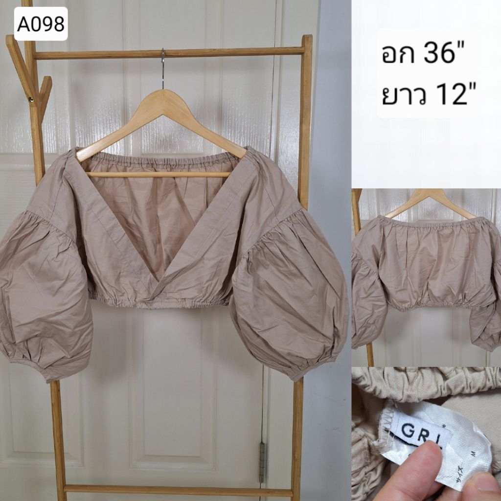 (A098) เสื้อแฟชั่น มือสอง ญี่ปุ่น อก 36 นิ้ว : GRL