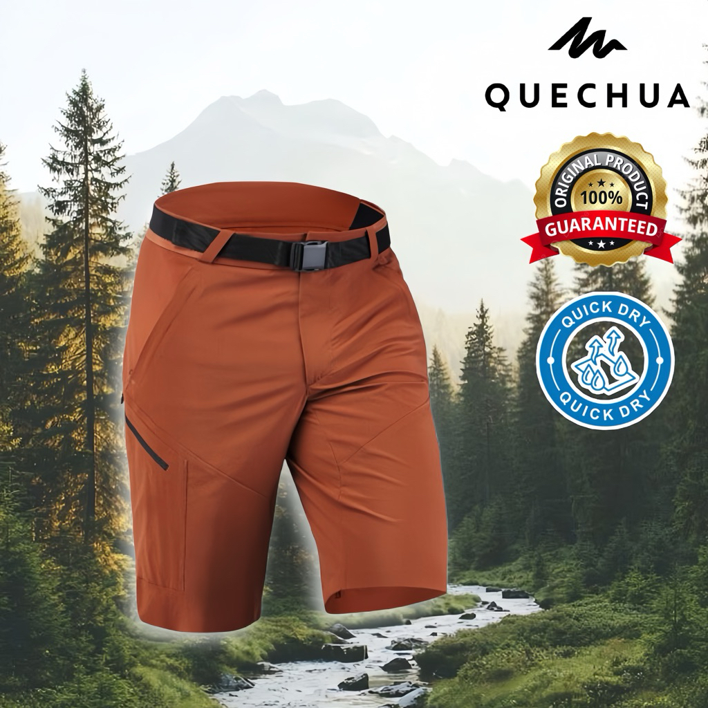 กางเกงเดินป่าขาสั้นสำหรับผู้ชาย “ทรงยาว” รุ่น MH500 (สีน้ำตาล) QUECHUA