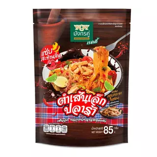 ตำเส้นเล็กปลาร้ากึ่งสำเร็จรูป ตรามังกรคู่ 85 กรัม