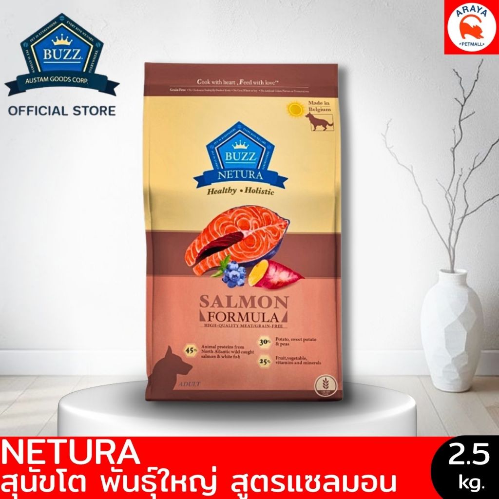 ฺ*2.5kg.* Buzz Holistis Grain Free SALMON สุนัขโตพันธุ์ใหญ่ แซลมอน ขนาด 2.5kg