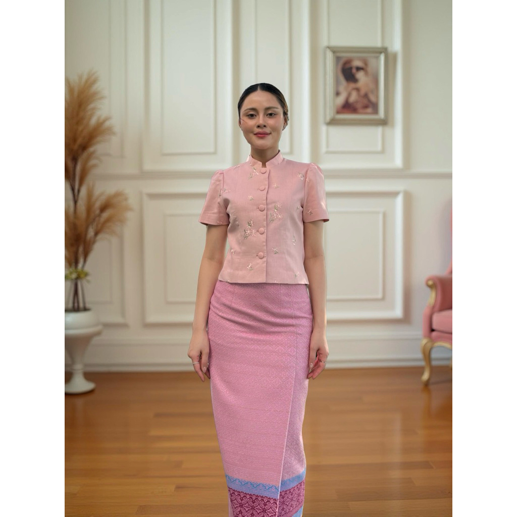 ชุดเซ็ตจิตรลดา_ลินินปัก-ฝ้ายทอมือยกดอก - รูปที่ 5