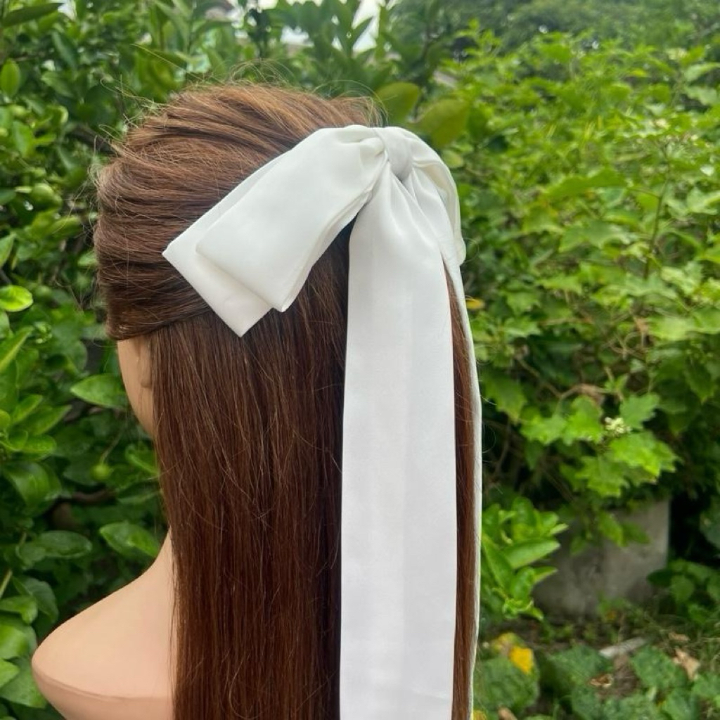 Beauty bow โบว์ผ้าซาตินไดมอนท์หางยาว15นิ้วกิ๊บสปริงแบบดี