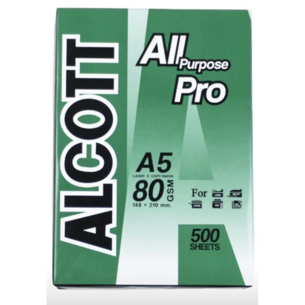 กระดาษถ่ายเอกสาร 80 แกรม ขนาด A5 Alcott