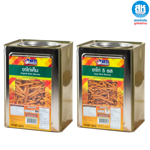 VFOODS วีฟู้ดส์ ขนมปังปี๊บขาไก่รสเค็ม และ ขาไก่ 5 รส ขนาด 1,200 กรัม