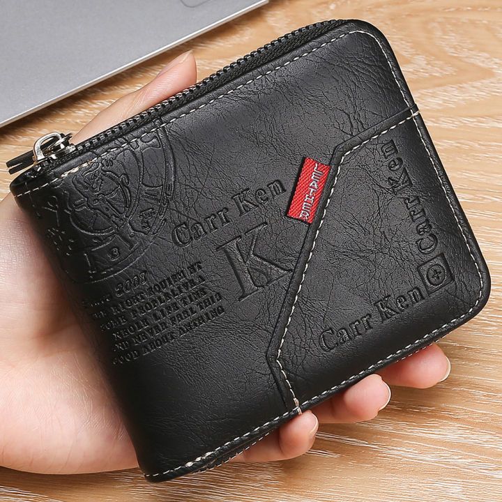 กระเป๋าสตางค์ ใบสั้น แต่งซิป อเนกประสงค์ เหมาะกับของขวัญ สไตล์นักธุรกิจ สําหรับผู้ชาย จํานวน 1 ชิ้น