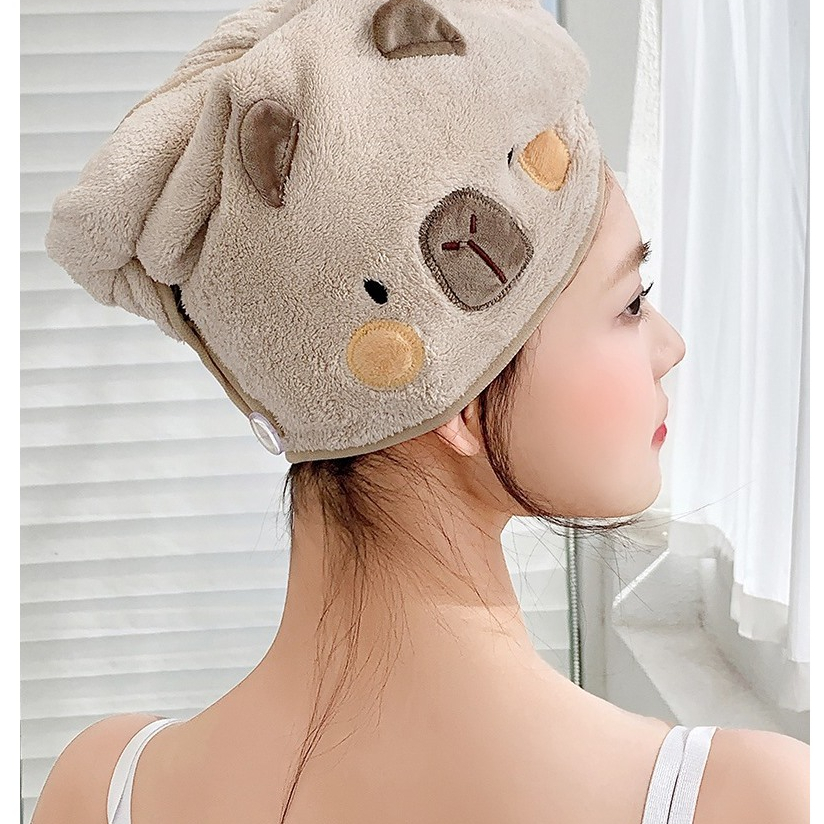 ShopAt.Two[NP-7003] ผ้าคลุมผมอาบน้ำ หมวกคลุมผมดูดซับน้ำ แห้งเร็ว