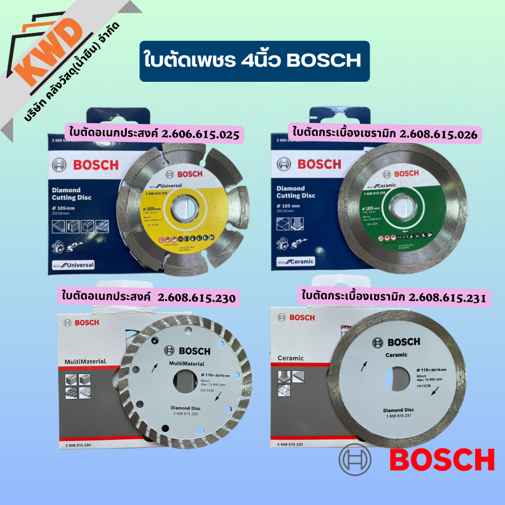 Bosch ใบตัดเพชรอเนกประสงค์ 4นิ้ว รุ่น 2.608.615.025 , 2.608.615.026 , 2.608.615.230 , 2.608.615.231