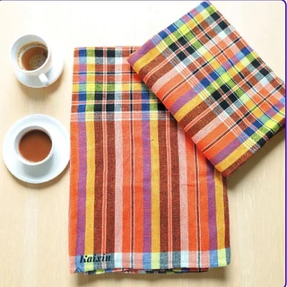 ผ้าขาวม้า ผ้าฝ้าย100% ผ้าไม่หด สีไม่ตก เย็บชายทุกผืน ขนาด 80×190 cm ขนาดมาตรฐาน