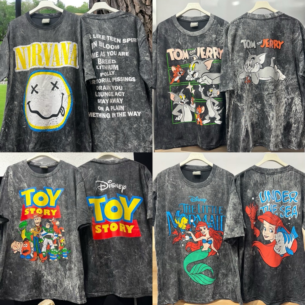 🌟STF_SHOP🌟เสื้อผ้าฟอก หน้า-หลัง Oversize รุ่นที่ฮิตฮอตสุด ลายเท่ๆ ใส่ได้ทั้งหญิง-ชาย