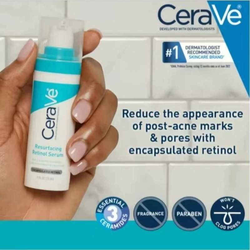 Cerave Resurfacing Retinol Serum Retinol Niacinamide Hyaluronic Acid Serum Anti Aging Essence 30ml