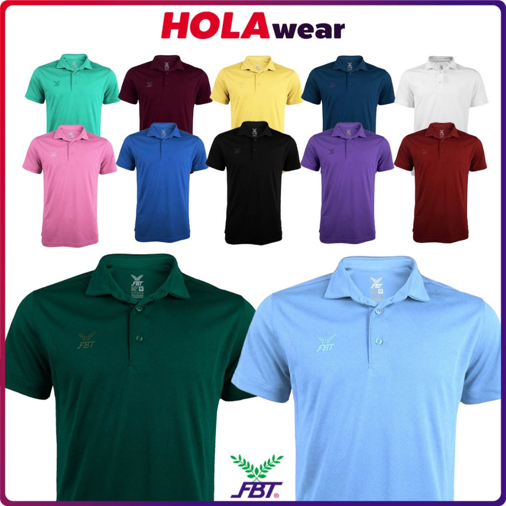 เสื้อโปโล FBT สีล้วน ไม่มีกระดุมคอปก สกรีนด้านหลัง รหัส B2C416