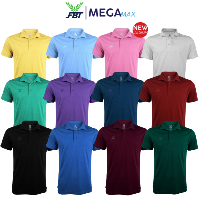 เสื้อโปโล FBT รหัส B2C416 สีล้วน ไม่มีกระดุมคอปก สกรีนด้านหลัง